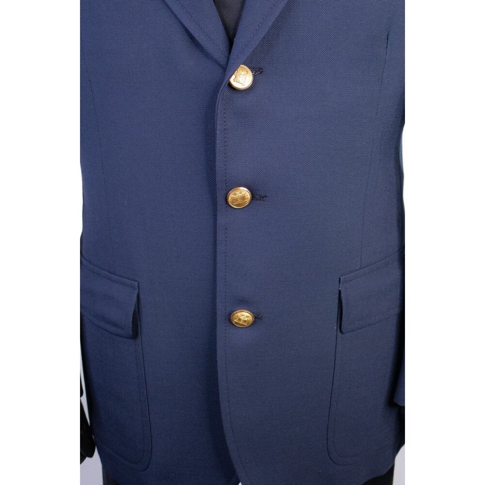 Brooks Brothers Brooksgate Blazer Mens 38S Navy Gold Three Buttons Sport Jacket - Picture 3 of 12